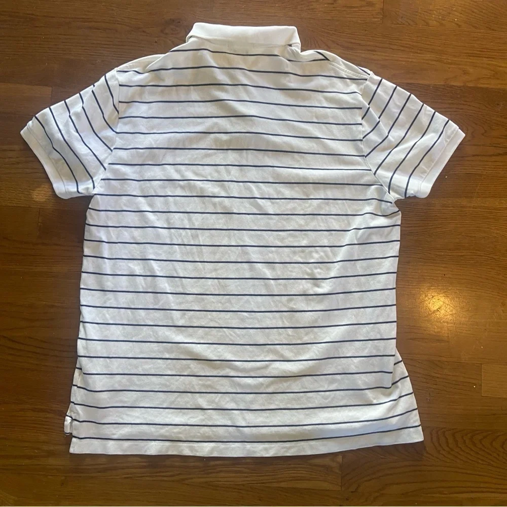 Polo Ralph Lauren Striped Soft Cotton Shirt Size XL Custom Slim Fit White Navy